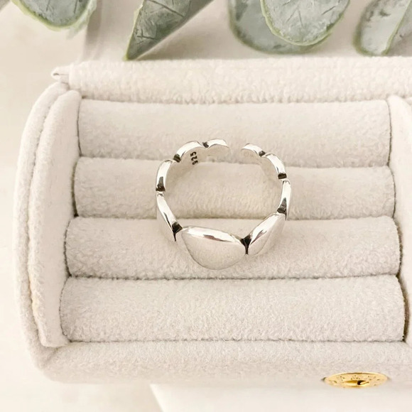 925 Sterling Silver Oval Ring Minimalist Ring Round Circle Ring Band - Picture 7 of 10